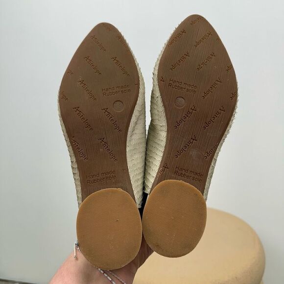 Antelope Anthropologie Radlee Cream Textured Leather Almond Toe Slip on Heel Mul - Picture 8 of 11
